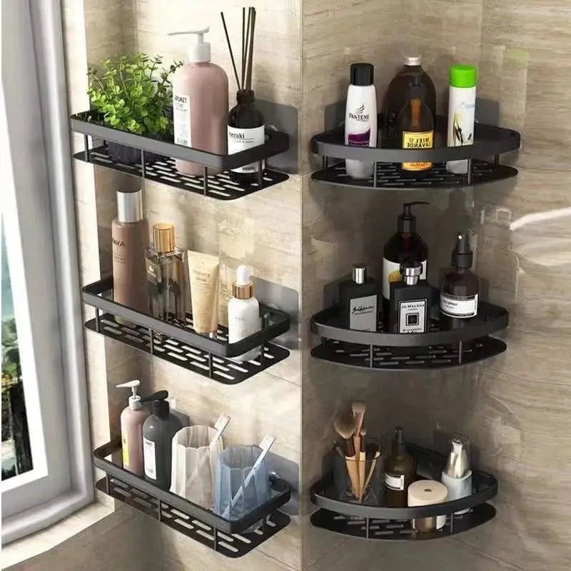 Étagère d’angle de salle de bain sans perçage – Rangement élégant et pratique pour la douche