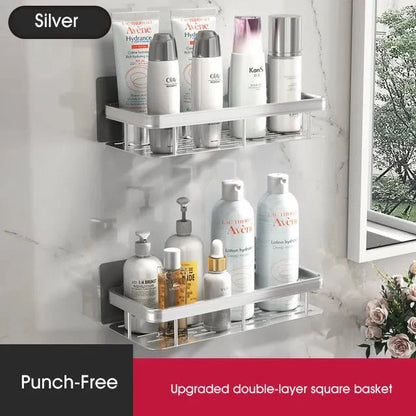 Étagère d’angle de salle de bain sans perçage – Rangement élégant et pratique pour la douche