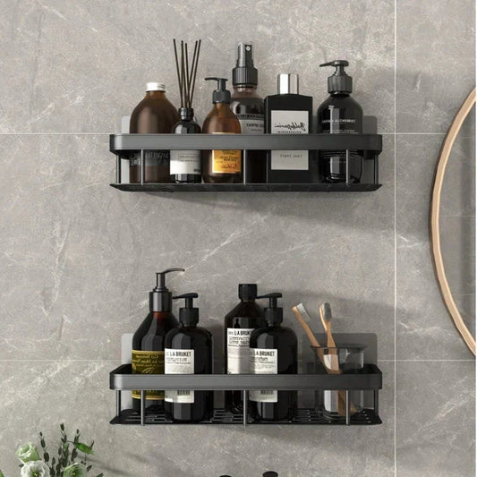 Étagère d’angle de salle de bain sans perçage – Rangement élégant et pratique pour la douche