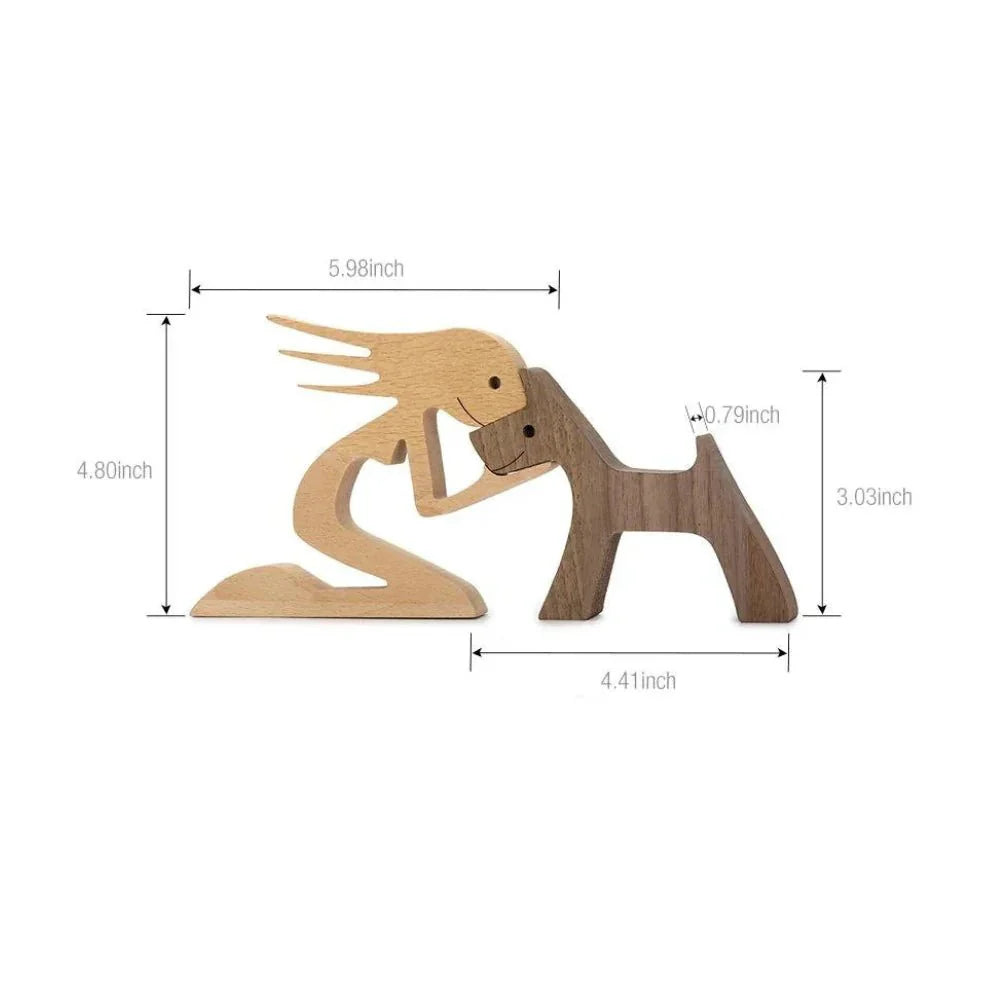 Sculptures de chiens nordiques en bois