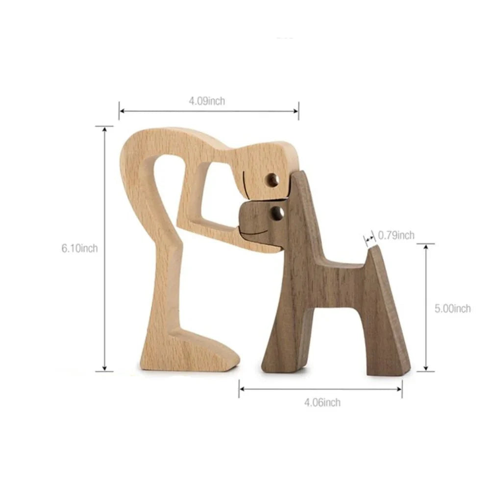 Sculptures de chiens nordiques en bois