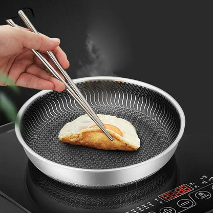 Wok Antiadhésif Premium à Motif Nid d’Abeille – Acier Inoxydable Idéal pour Sautés
