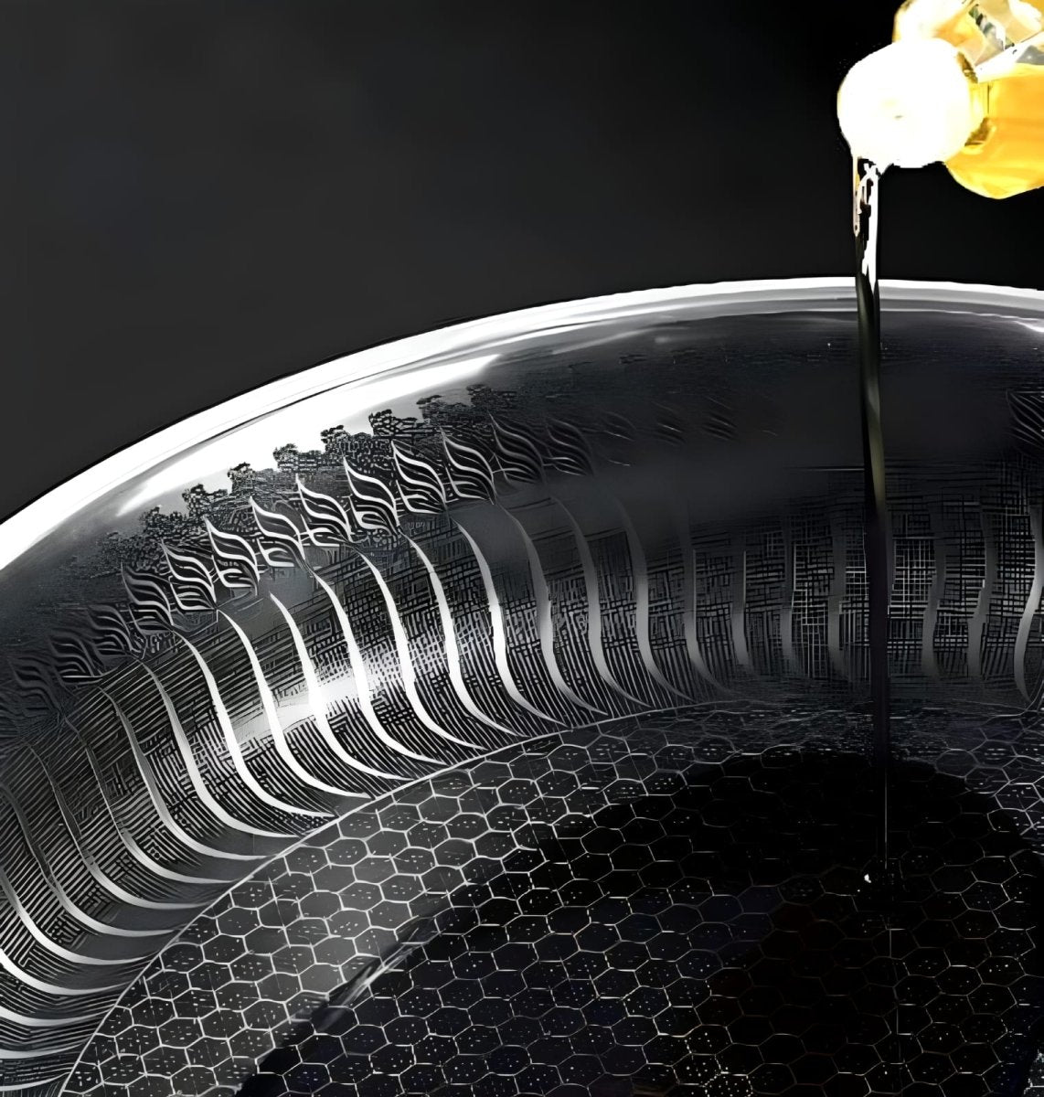 Wok Antiadhésif Premium à Motif Nid d’Abeille – Acier Inoxydable Idéal pour Sautés