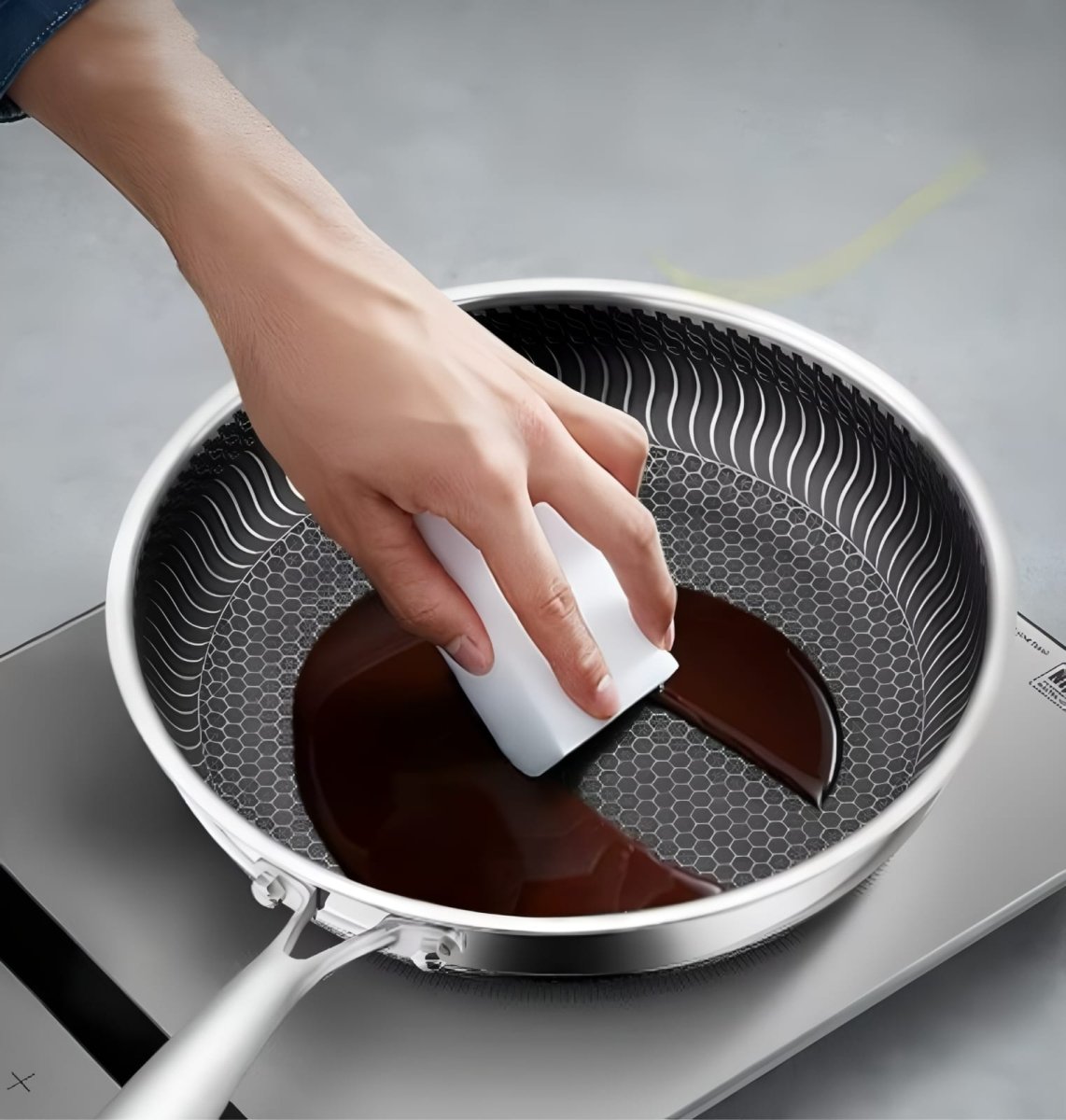 Wok Antiadhésif Premium à Motif Nid d’Abeille – Acier Inoxydable Idéal pour Sautés