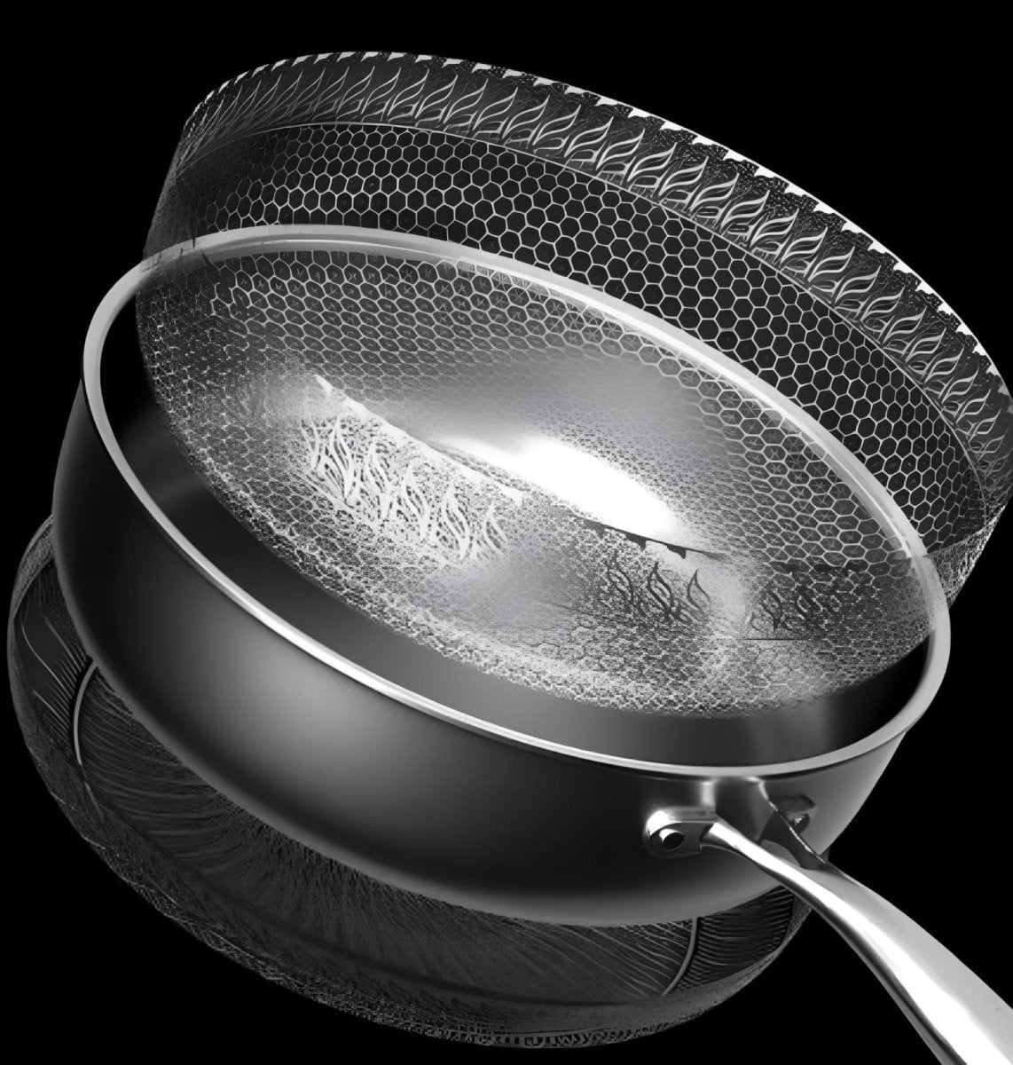 Wok Antiadhésif Premium à Motif Nid d’Abeille – Acier Inoxydable Idéal pour Sautés