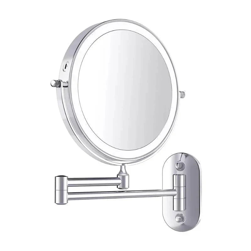 Miroir LED rechargeable argenté – Éclairage et grossissement réglables