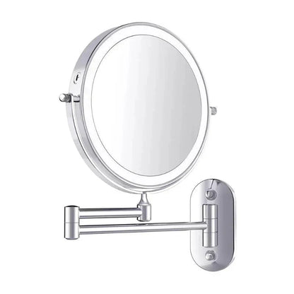 Miroir LED rechargeable argenté – Éclairage et grossissement réglables
