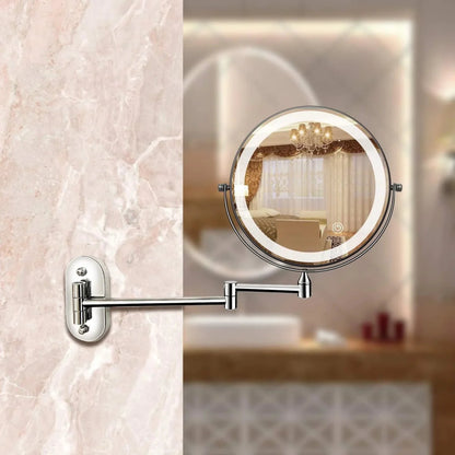 Miroir LED rechargeable argenté – Éclairage et grossissement réglables