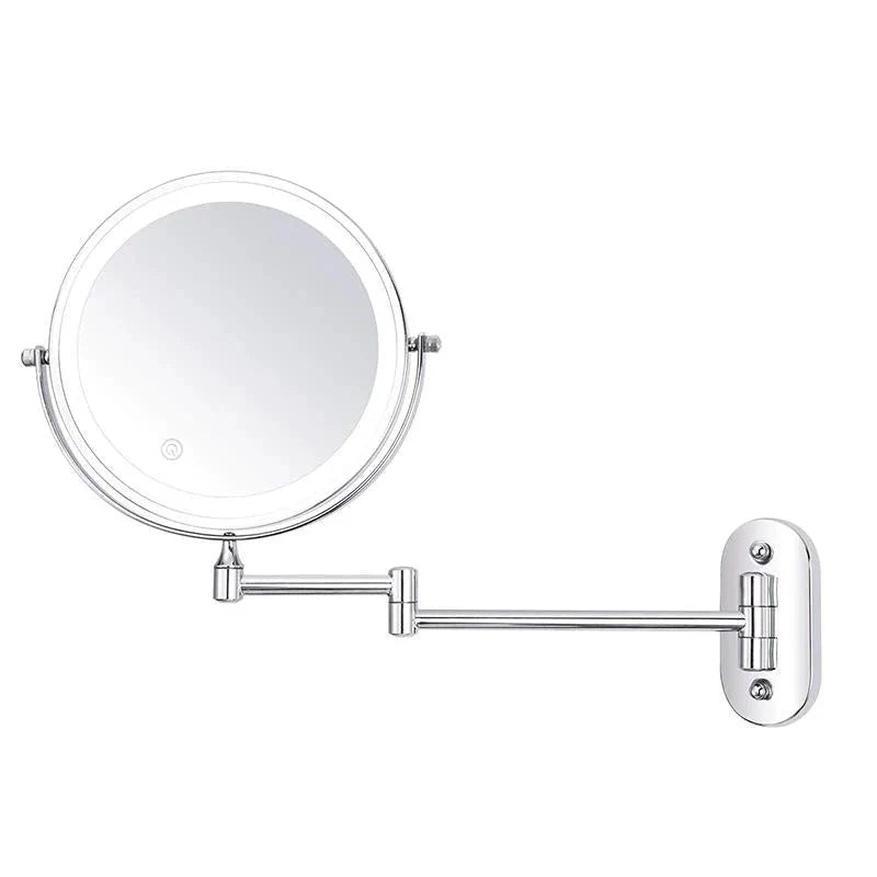 Miroir LED rechargeable argenté – Éclairage et grossissement réglables