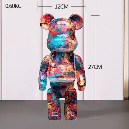 Sculpture d’ours en résine avec design graffiti et art de rue