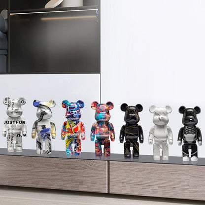 Sculpture d’ours en résine avec design graffiti et art de rue