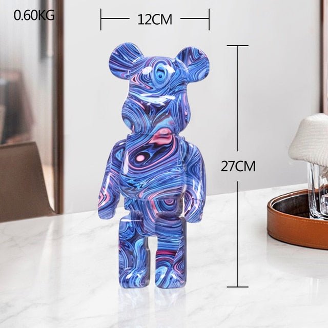 Sculpture d’ours en résine avec design graffiti et art de rue