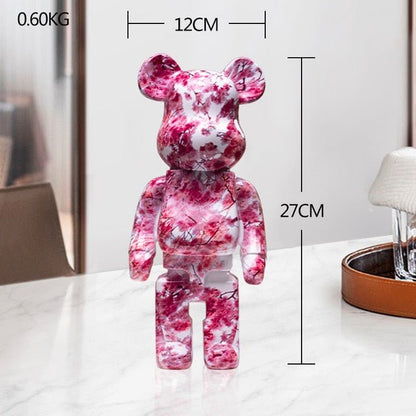 Sculpture d’ours en résine avec design graffiti et art de rue