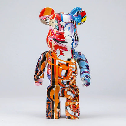 Sculpture d’ours en résine avec design graffiti et art de rue
