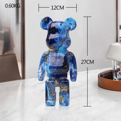Sculpture d’ours en résine avec design graffiti et art de rue