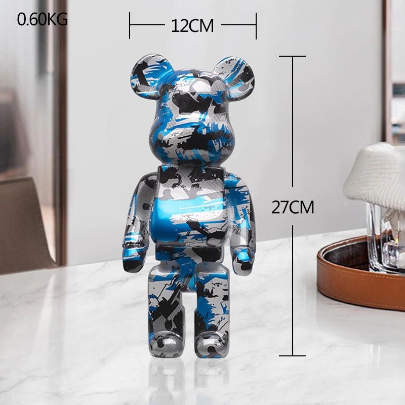Sculpture d’ours en résine avec design graffiti et art de rue