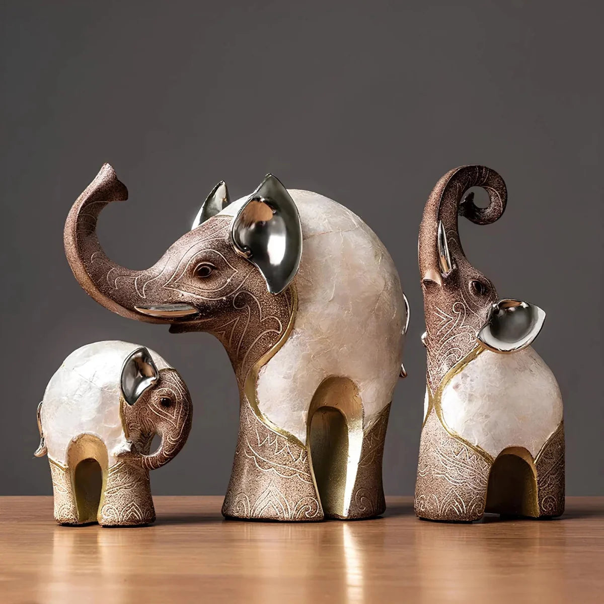 Ensemble de 2 Figurines d’Éléphants – Décoration Animalière