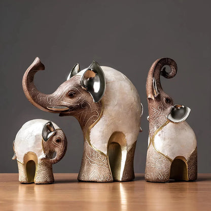 Ensemble de 2 Figurines d’Éléphants – Décoration Animalière