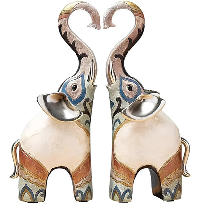 Ensemble de 2 Figurines d’Éléphants – Décoration Animalière