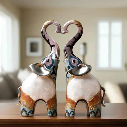 Ensemble de 2 Figurines d’Éléphants – Décoration Animalière