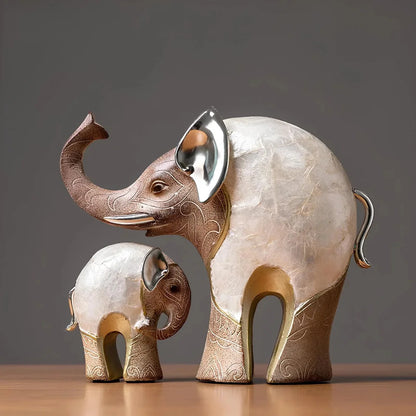 Ensemble de 2 Figurines d’Éléphants – Décoration Animalière