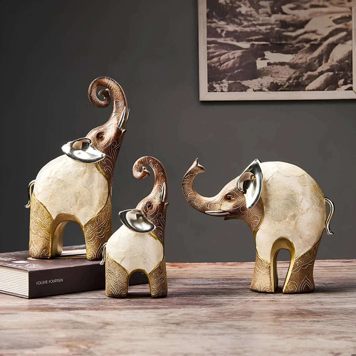 Ensemble de 2 Figurines d’Éléphants – Décoration Animalière