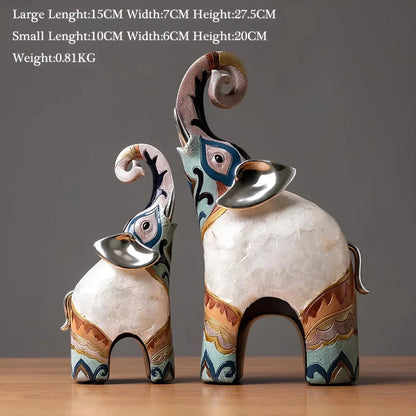 Ensemble de 2 Figurines d’Éléphants – Décoration Animalière