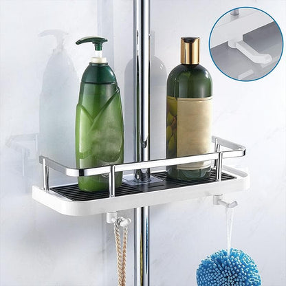 Porte-accessoires pour tringle de douche – Bac réglable et résistant à la corrosion