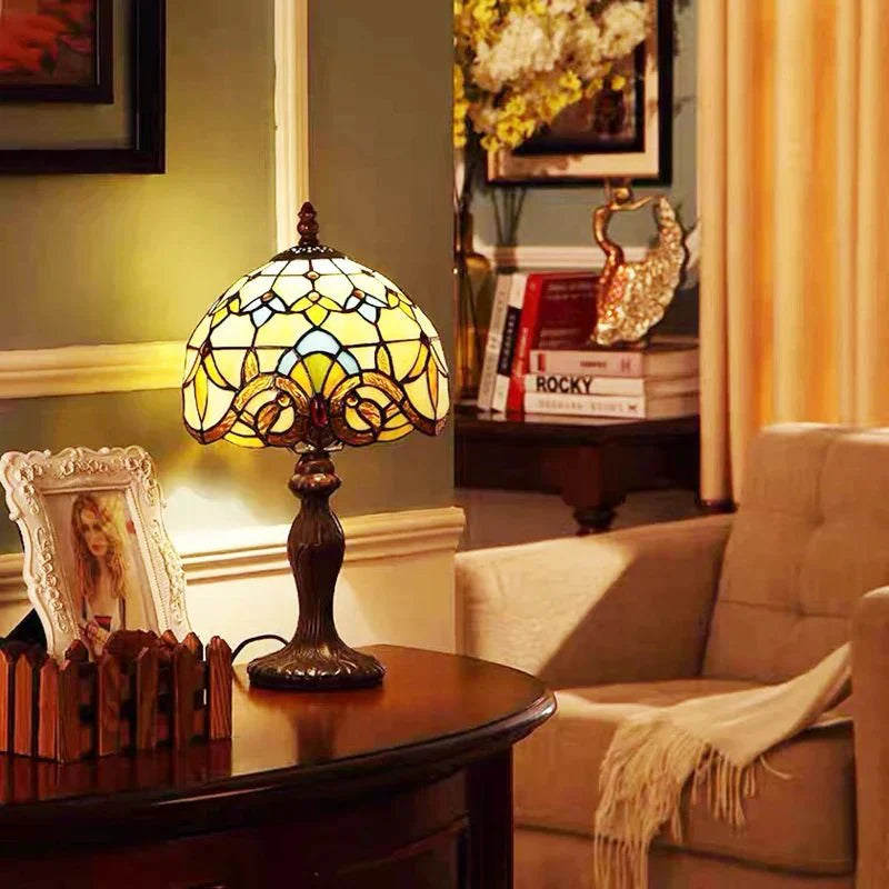 Lampe de bureau colorée en vitrail