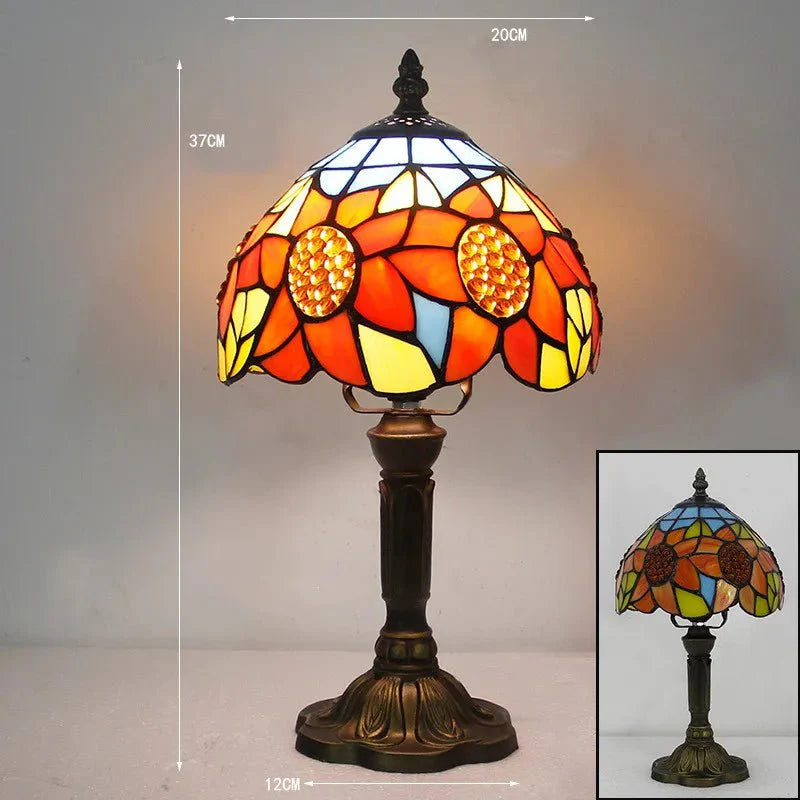 Lampe de bureau colorée en vitrail