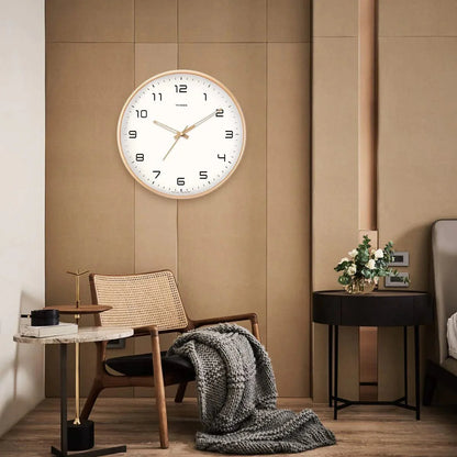 TimelessWood – Horloge murale analogique en bois massif au design minimaliste