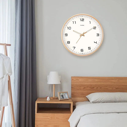 TimelessWood – Horloge murale analogique en bois massif au design minimaliste
