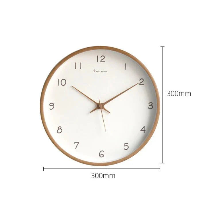 TimelessWood – Horloge murale analogique en bois massif au design minimaliste