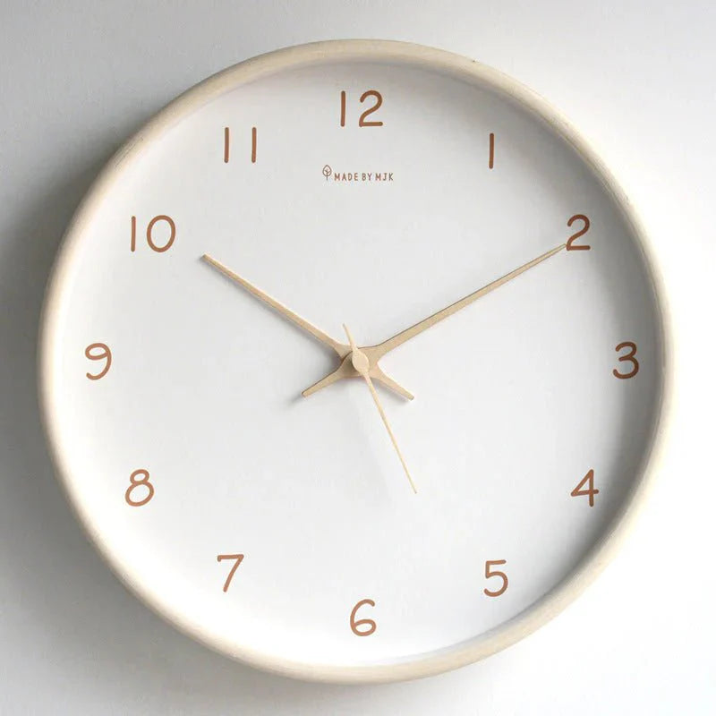 TimelessWood – Horloge murale analogique en bois massif au design minimaliste