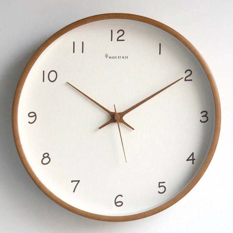 TimelessWood – Horloge murale analogique en bois massif au design minimaliste