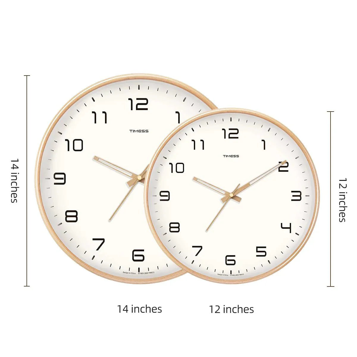 TimelessWood – Horloge murale analogique en bois massif au design minimaliste