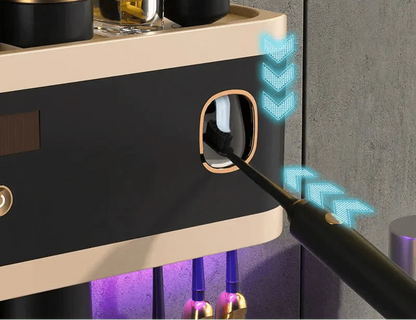 Porte-brosse à dents UV avec stérilisateur et distributeur de dentifrice