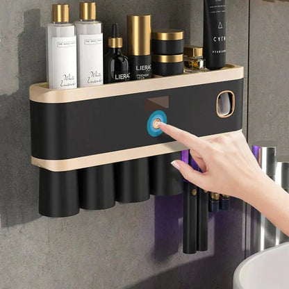 Porte-brosse à dents UV avec stérilisateur et distributeur de dentifrice