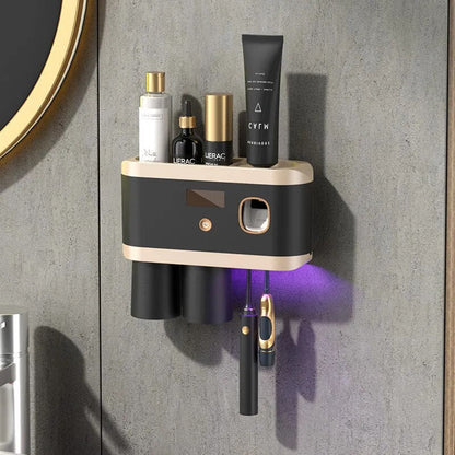 Porte-brosse à dents UV avec stérilisateur et distributeur de dentifrice