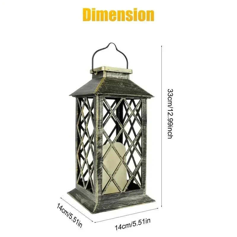 Lanterne de jardin solaire vintage avec bougie LED vacillante