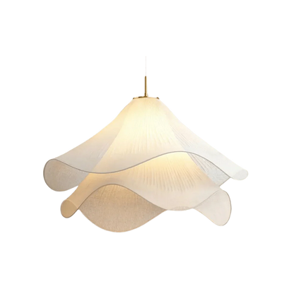 Suspension LED en forme de fleur en tissu blanc