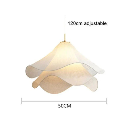 Suspension LED en forme de fleur en tissu blanc